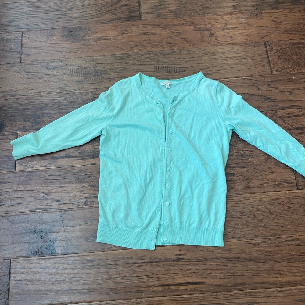 Talbots Light Green Knit Cardigan